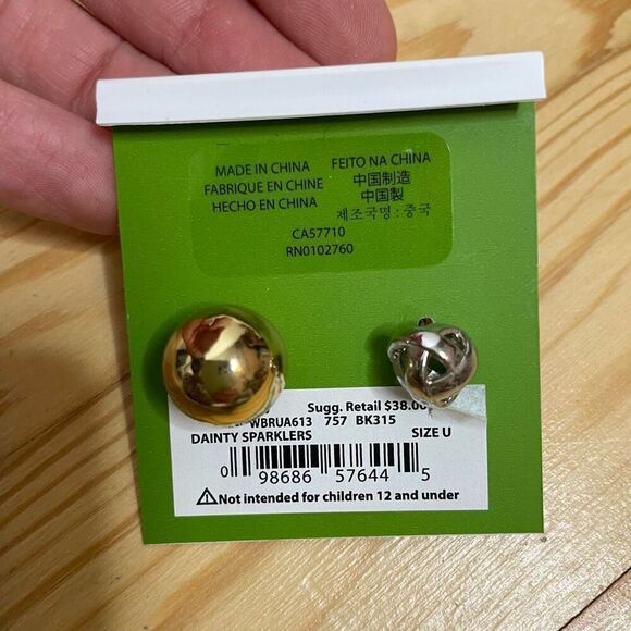 Kate Spade Reversible Gold Dot Modern Silver Earrings Post Interchangeable Set - Picture 2 of 4